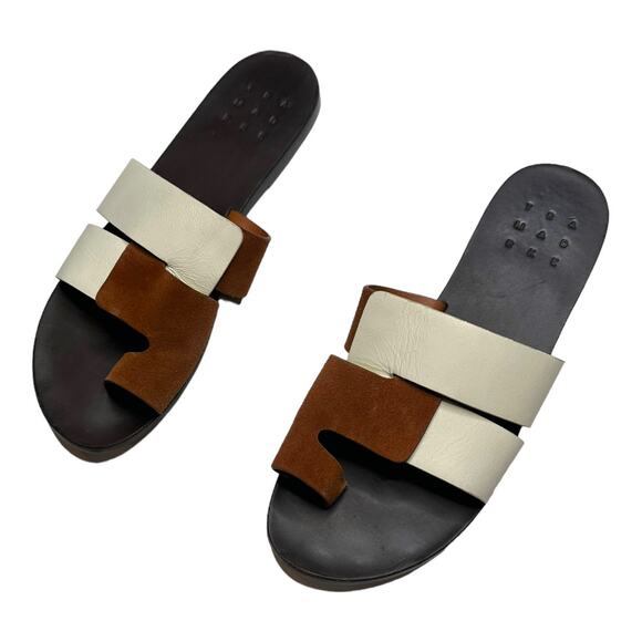 TRA MAD RKE Leather Brown and White Sandals Size 9 - Picture 6 of 10